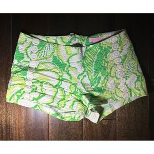 Lilly Pulitzer Liza Shorts Resort White Green Floral Heartbreaker Size 0